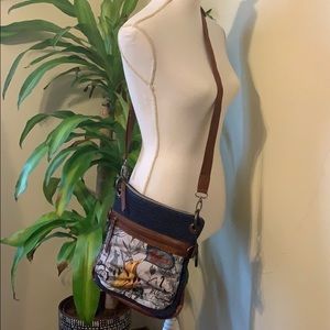 The Sak crochet and canvas crossbody bag